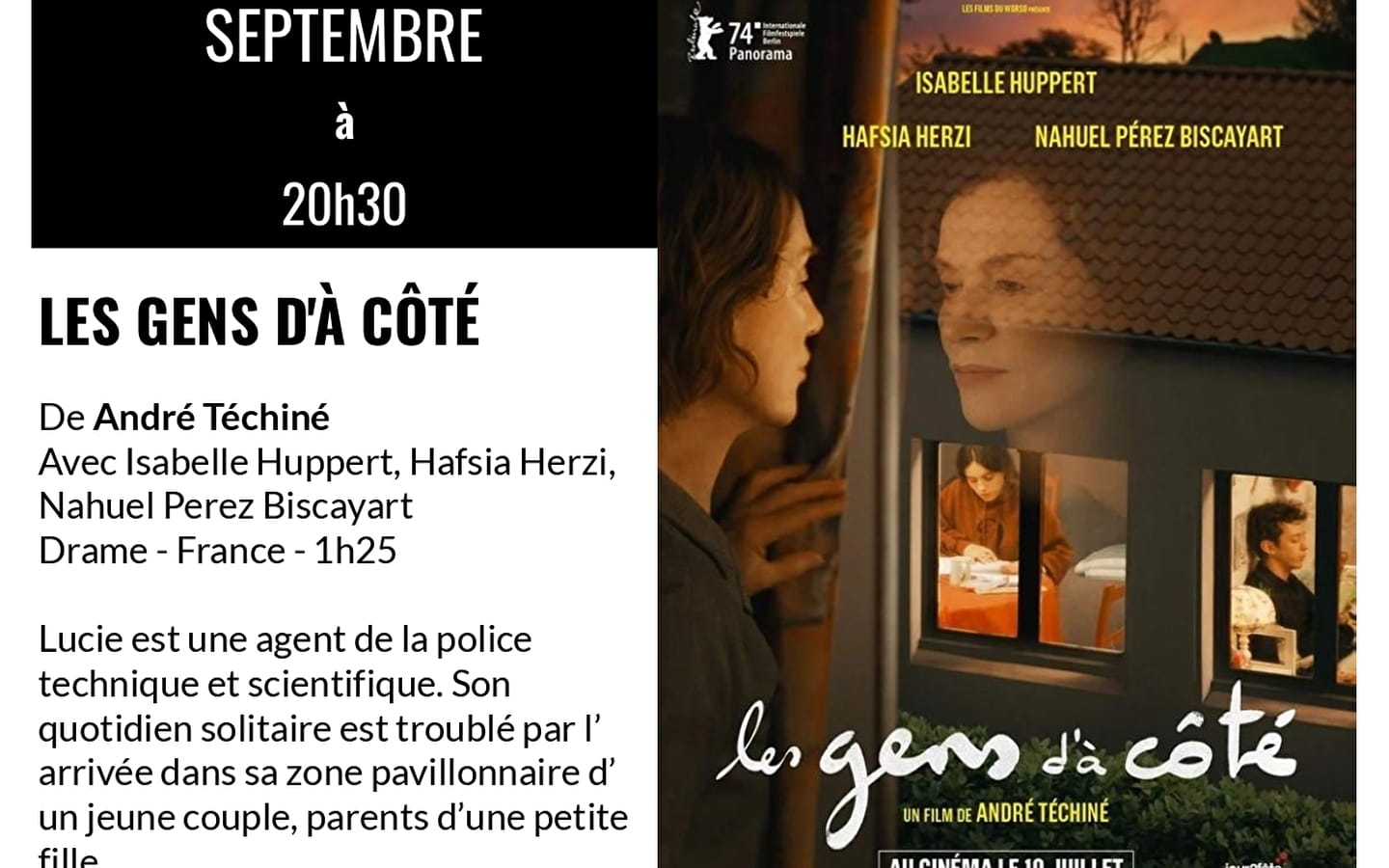 Séance cinéma 'Les Gens d'à côté'