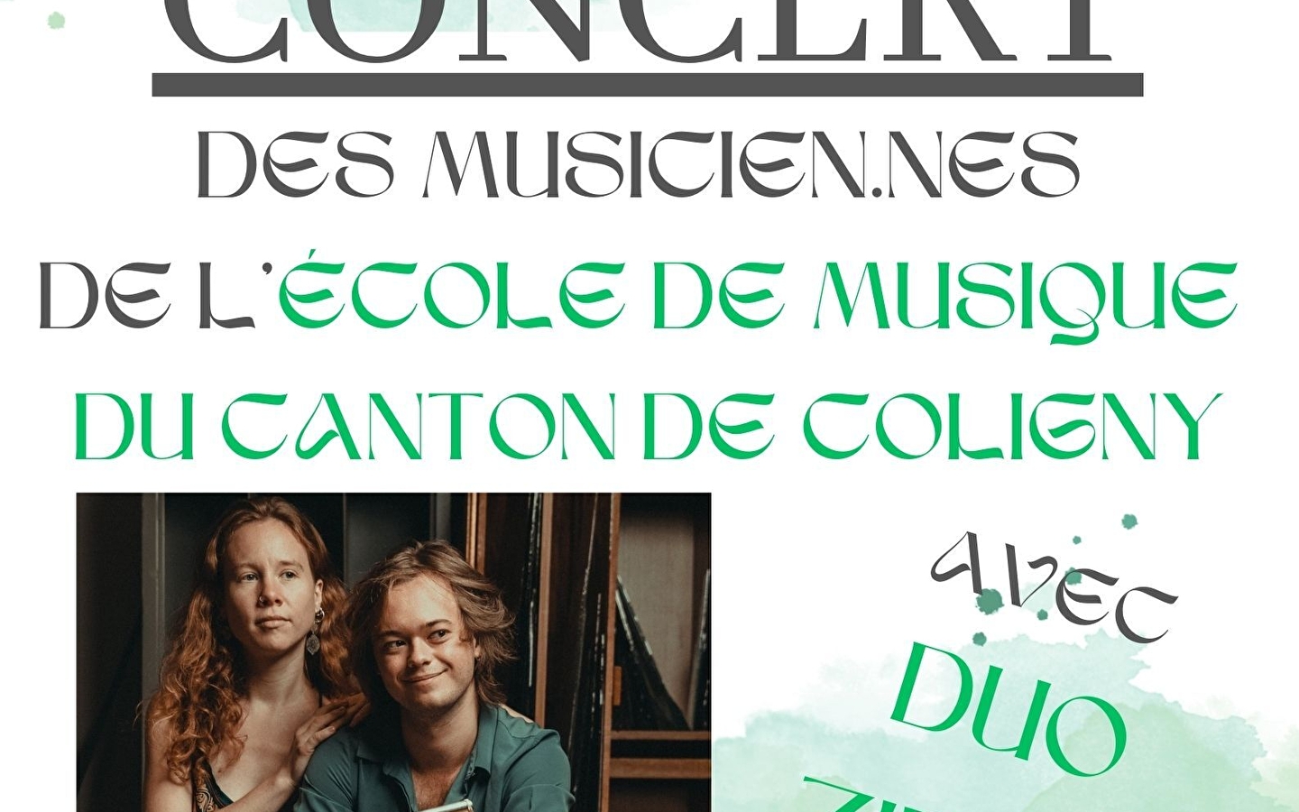 Concert de l'Ecole de musique du Canton de Coligny avec le DUO ZIRIAD