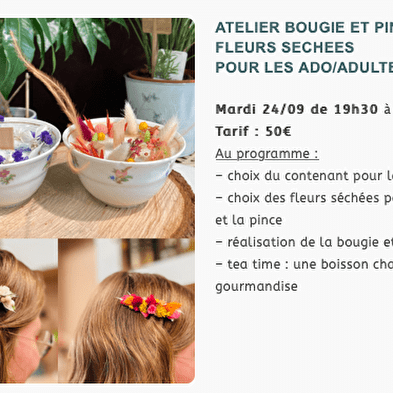 Atelier bougie et pinces en fleurs séchées