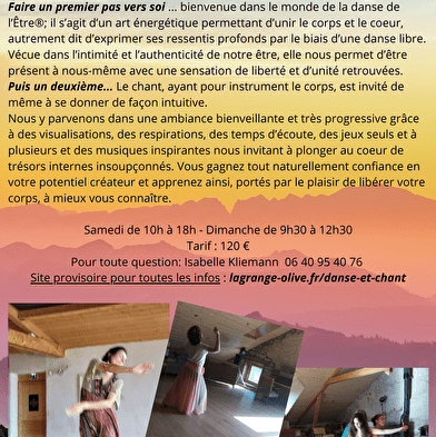 Ateliers « Danse de l'être et chant spontané »