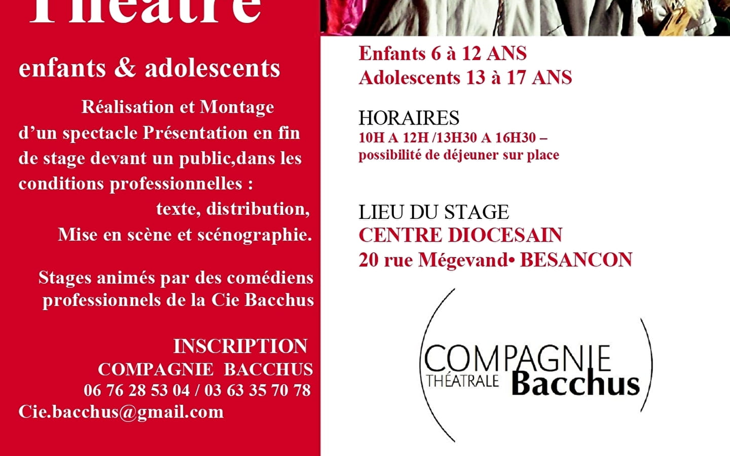 Stages de théâtre pour enfants et adolescents